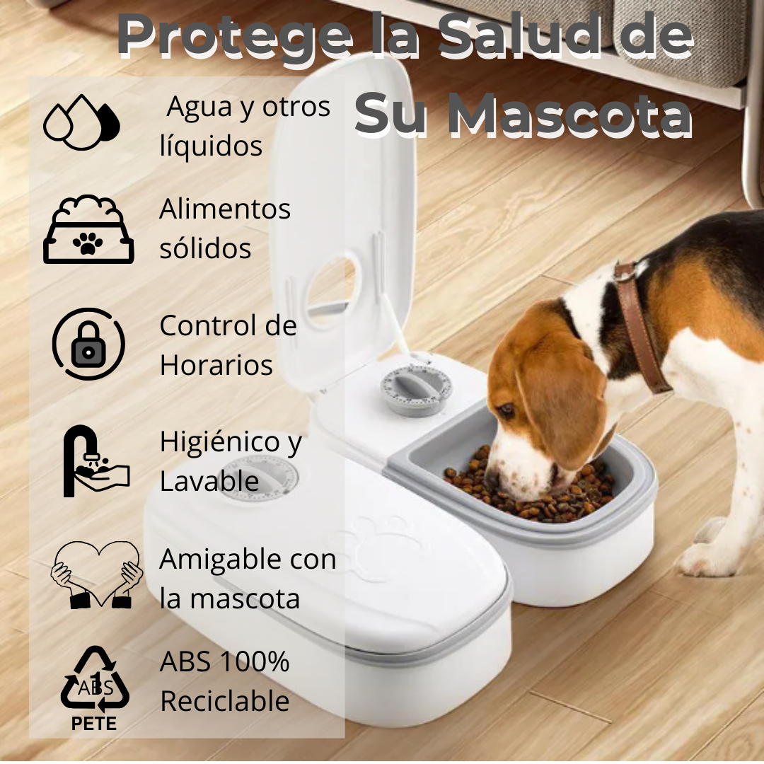 Características del comedero para mascotas con temporizador: Para alimentos sólidos o líquidos, Lavable, Reciclable